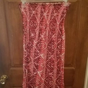 Red and White Strapless Dress